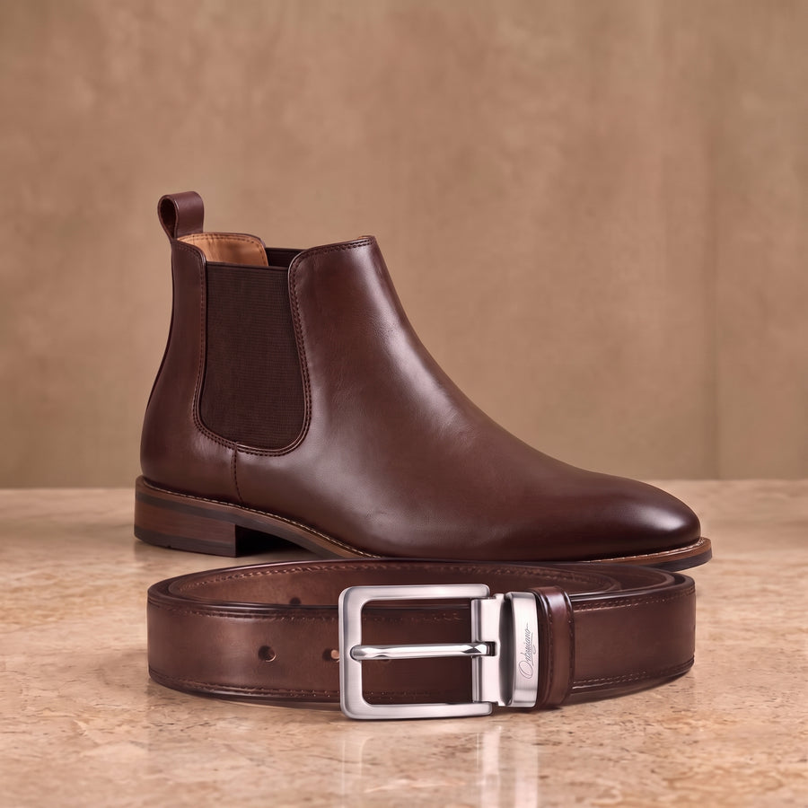 Ledergürtel Lorenzo zusammen mit dem Chelsea Boot Lorenzo